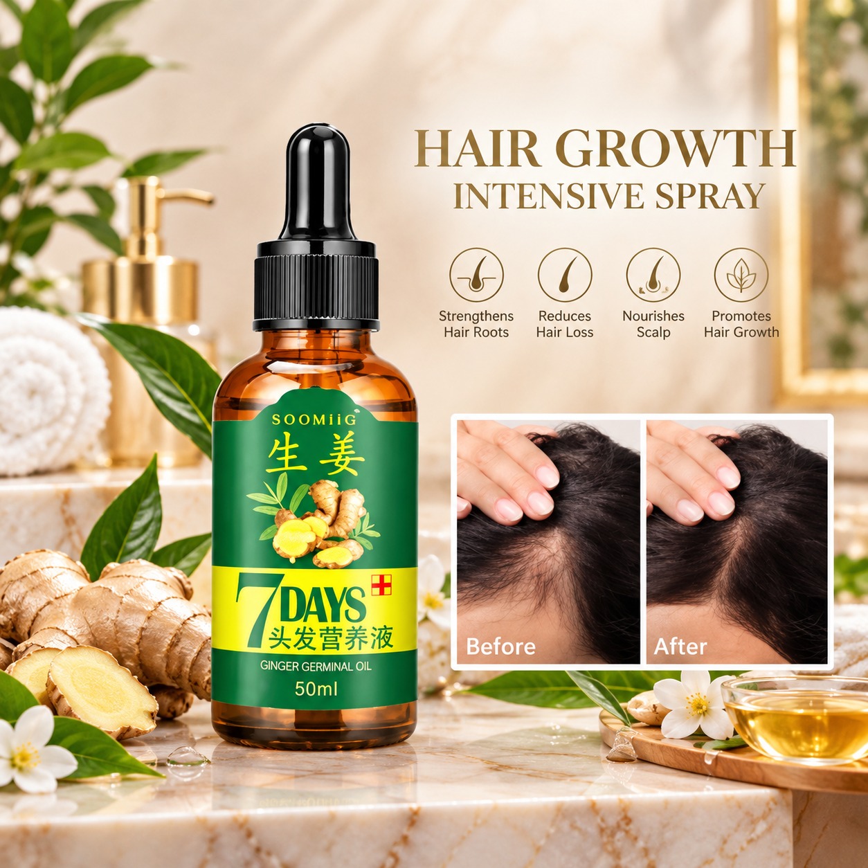 Hair Growth Serum 7 Days Use Ginger Oil 50ml