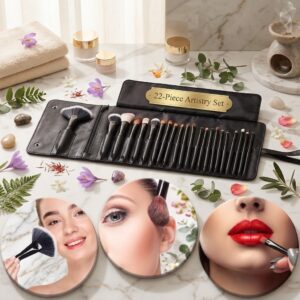 22-Piece Black ABS Makeup Brush Set for Blending & Travel