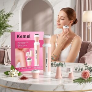 Kemei 4 in 1 Lady's Shaver - Rechargeable Trimmer Set