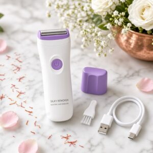 Rechargeable Hair Shaver Purple White ABS Women's Sensitive Skin